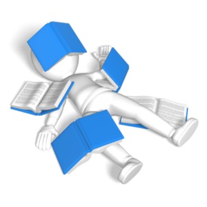 Stick Figure Covered In Books PowerPoint clipart graphic preview.