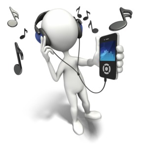 Listening To Music Player PowerPoint clipart graphic preview.