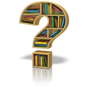 Question Mark Bookshelf PowerPoint clipart graphic preview.