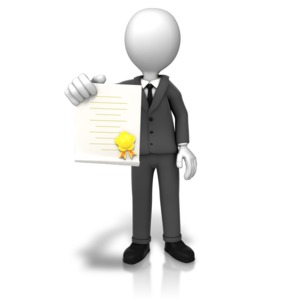 Man With Award Document PowerPoint clipart graphic preview.