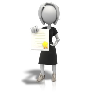 Woman With Award Document PowerPoint clipart graphic preview.