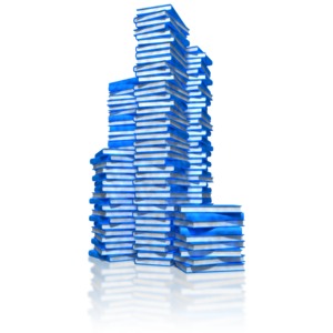 Book Stacks PowerPoint clipart graphic preview.