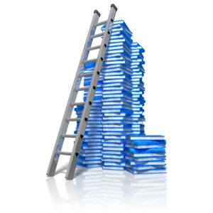 Books And Ladder PowerPoint clipart graphic preview.