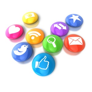 Circular Social Media Icons PowerPoint clipart graphic preview.