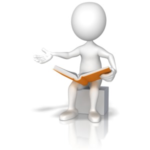 Figure Sitting Reading Out Loud PowerPoint clipart graphic preview.