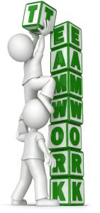 Building Teamwork PowerPoint clipart graphic preview.