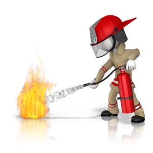 Firefighter Fire Extinguish PowerPoint clipart graphic preview.