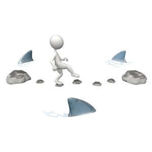 Risky Challenge Sharks PowerPoint clipart graphic preview.