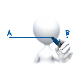 Stick Figure Drawing A To B PowerPoint clipart graphic preview.