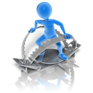 Stick Figure In Steel Trap PowerPoint clipart graphic preview.