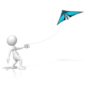 Stick Figure Flying A Kite PowerPoint clipart graphic preview.