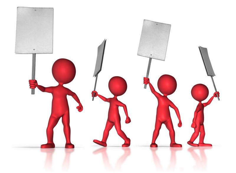 High-resolution clipart illustration of Group of Protesters, designed for corporate social responsibility initiatives, diversity and inclusion training, and non-profit community advocacy.