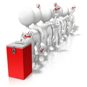 Voting Line Ballot Box PowerPoint clipart graphic preview.