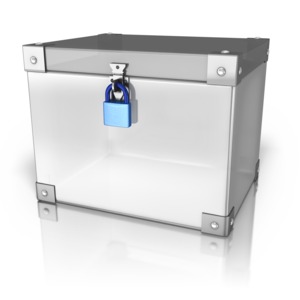 Locked Up Box PowerPoint clipart graphic preview.