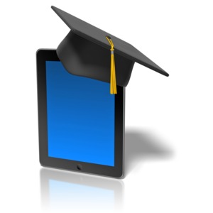 Graduation Cap On Tablet PowerPoint clipart graphic preview.