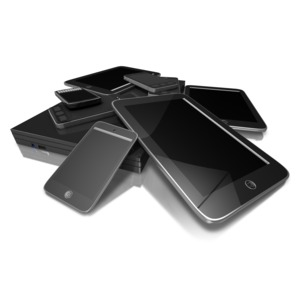 Pile Wireless Devices PowerPoint clipart graphic preview.