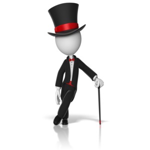 Classy Stick Figure Top Hat And Cane PowerPoint clipart graphic preview.