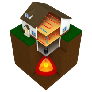 Geothermal House PowerPoint clipart graphic preview.