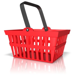 Shopping Basket PowerPoint clipart graphic preview.
