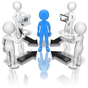 Stick Figures Reporting To Manager PowerPoint clipart graphic preview.