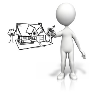 Stick Figure Drawing House PowerPoint clipart graphic preview.