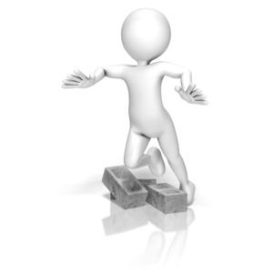 Stick Figure Trip Cinder Blocks PowerPoint clipart graphic preview.