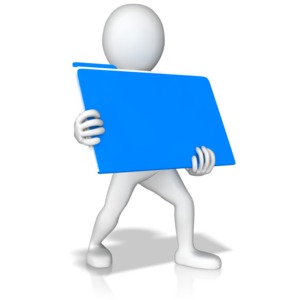 Stick Figure Holding Folder PowerPoint clipart graphic preview.