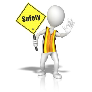 Stick Figure In A Safety Vest Holding A PowerPoint clipart graphic preview.