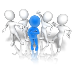 Stick Figure Group Bullying PowerPoint clipart graphic preview.