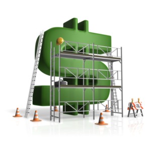 Building Money Scaffolding PowerPoint clipart graphic preview.