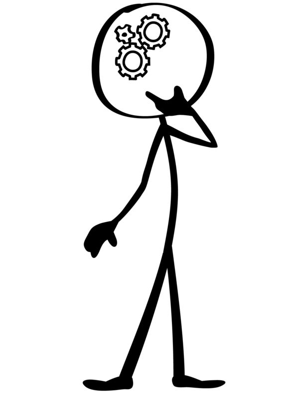 High-resolution clipart illustration of Line Figure Think, designed for corporate project kickoff meetings, creative strategy brainstorming, and innovative product development pitches.