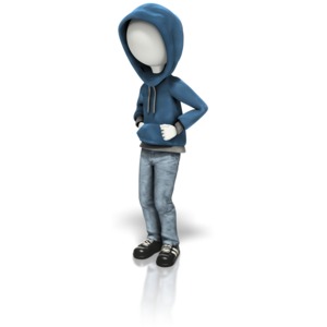 Stick Figure In Hoodie PowerPoint clipart graphic preview.