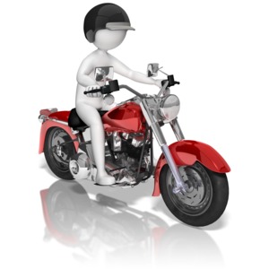 Stick Figure On Motorcycle PowerPoint clipart graphic preview.