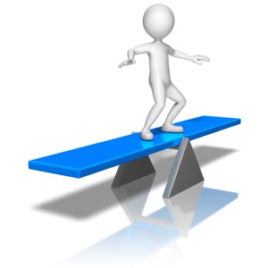 Stick Figure On Balance Board PowerPoint clipart graphic preview.