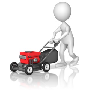 Figure Pushing Lawnmower PowerPoint clipart graphic preview.