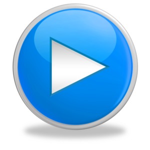 Glossy Blue Play Button PowerPoint clipart graphic preview.