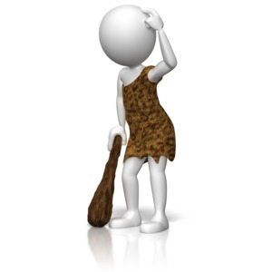 Caveman Figure Thinking PowerPoint clipart graphic preview.