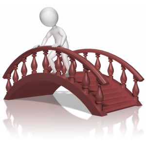 Stick Figure On Bridge PowerPoint clipart graphic preview.