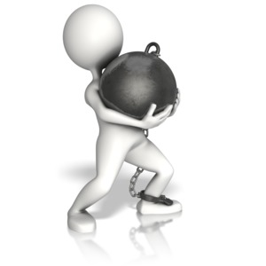 Walking With A Ball And Chain PowerPoint clipart graphic preview.