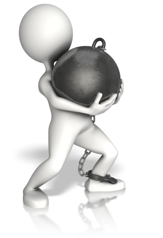 High-resolution clipart illustration of Walking With A Ball And Chain, designed for corporate project kickoff meetings, creative strategy brainstorming, and innovative product development pitches.
