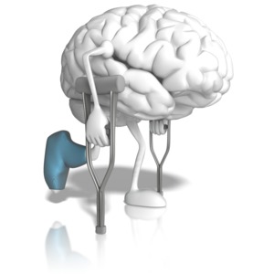 Brain With Crutches PowerPoint clipart graphic preview.