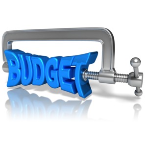 Budget Squeeze PowerPoint clipart graphic preview.