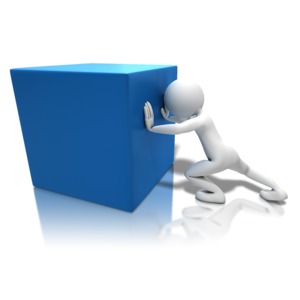 Pushing Heavy Box PowerPoint clipart graphic preview.