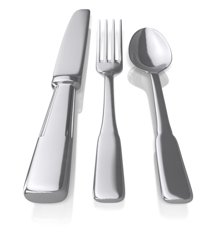 High-resolution clipart illustration of Silverware, designed for hospitality and restaurant menus, culinary arts marketing, and corporate catering event promotions.