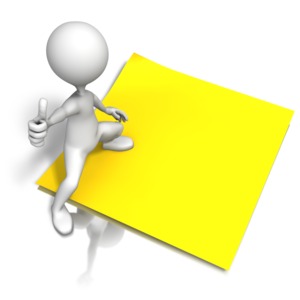 Figure Standing On Blank Note PowerPoint clipart graphic preview.