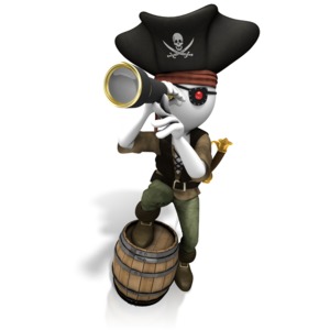 Pirate Looking Spyglass PowerPoint clipart graphic preview.