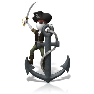 Pirate Anchored Down PowerPoint clipart graphic preview.