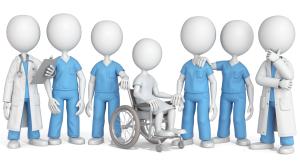 Patient Surrounded By Medical Team PowerPoint clipart graphic preview.
