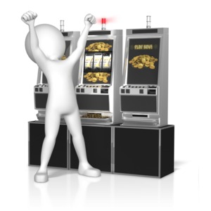 Figure Slot Machine Win PowerPoint clipart graphic preview.