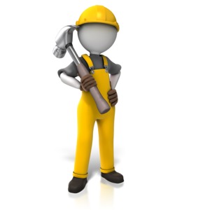 Construction Worker Hammer PowerPoint clipart graphic preview.